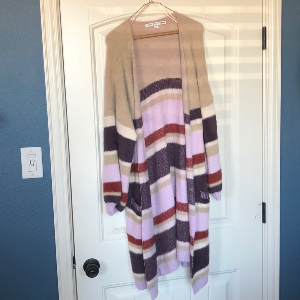 striped cozy cardigan